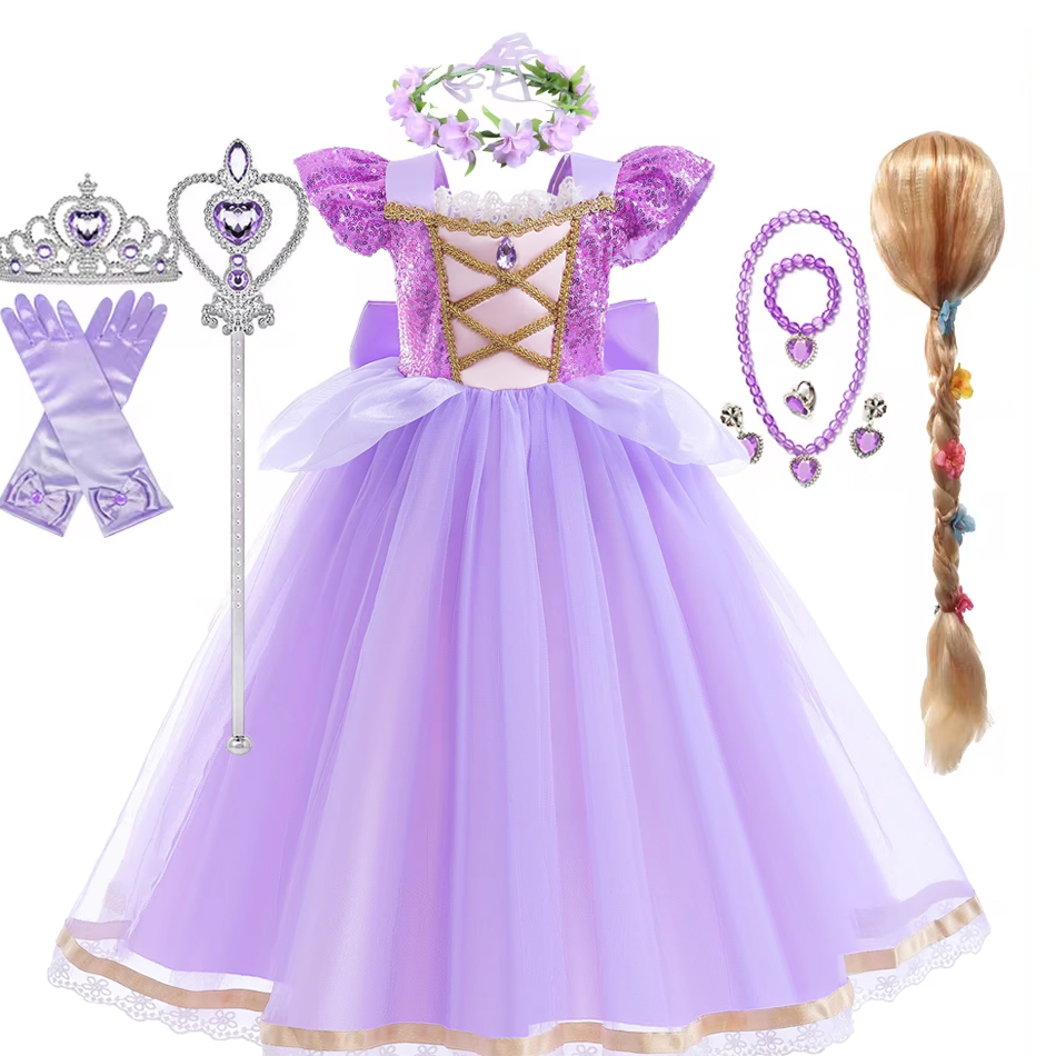 Baby Clothing Europe - Summer Rapunzal Girl Princess Dress Cosplay