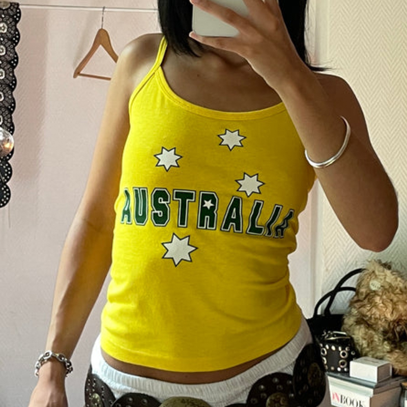 Yellow Printed Y2k Clothes Vin - Baby Yellow Clothing Women recension och pris